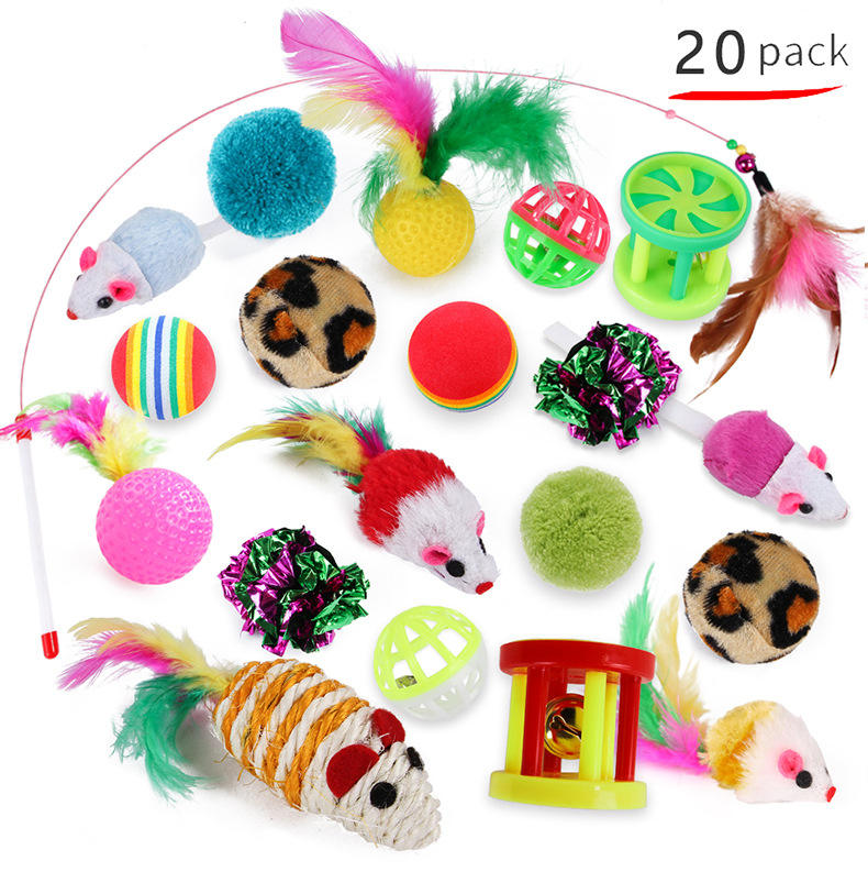 20-Pack Cat Toy Set – Interactive Kitten Toys, Tunnel, Wand & Bells Combo
