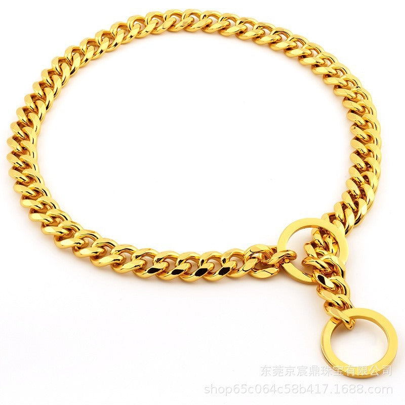 Gold Stainless Steel Dog Chain Collar – 10mm Chain Necklace