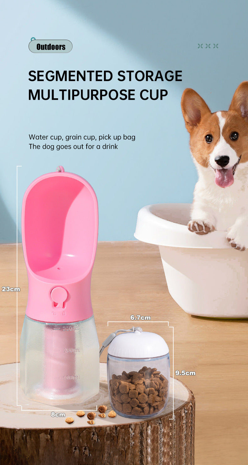 3-in-1 Dog Water Bottle – Food Container & Poop Bag Holder