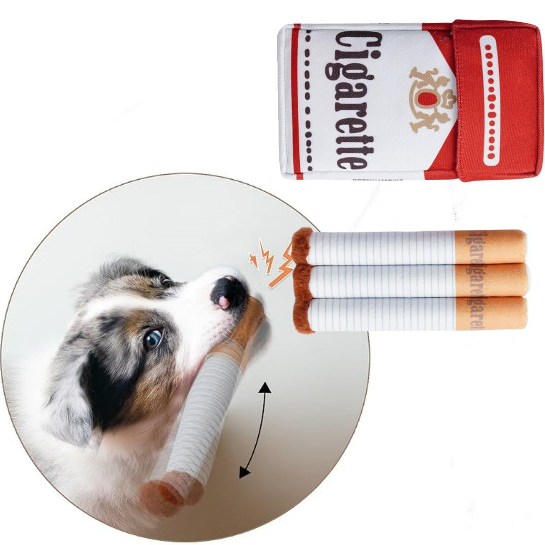 Funny Dog Cigarette Plush Toy with Box – Squeaky Bite-Resistant Chew Toy for Dogs