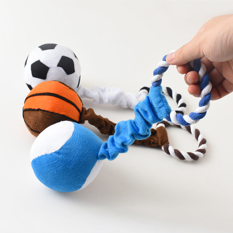 Plush Squeaky Dog Chew Ball – Soft Fabric Interactive Training Toy