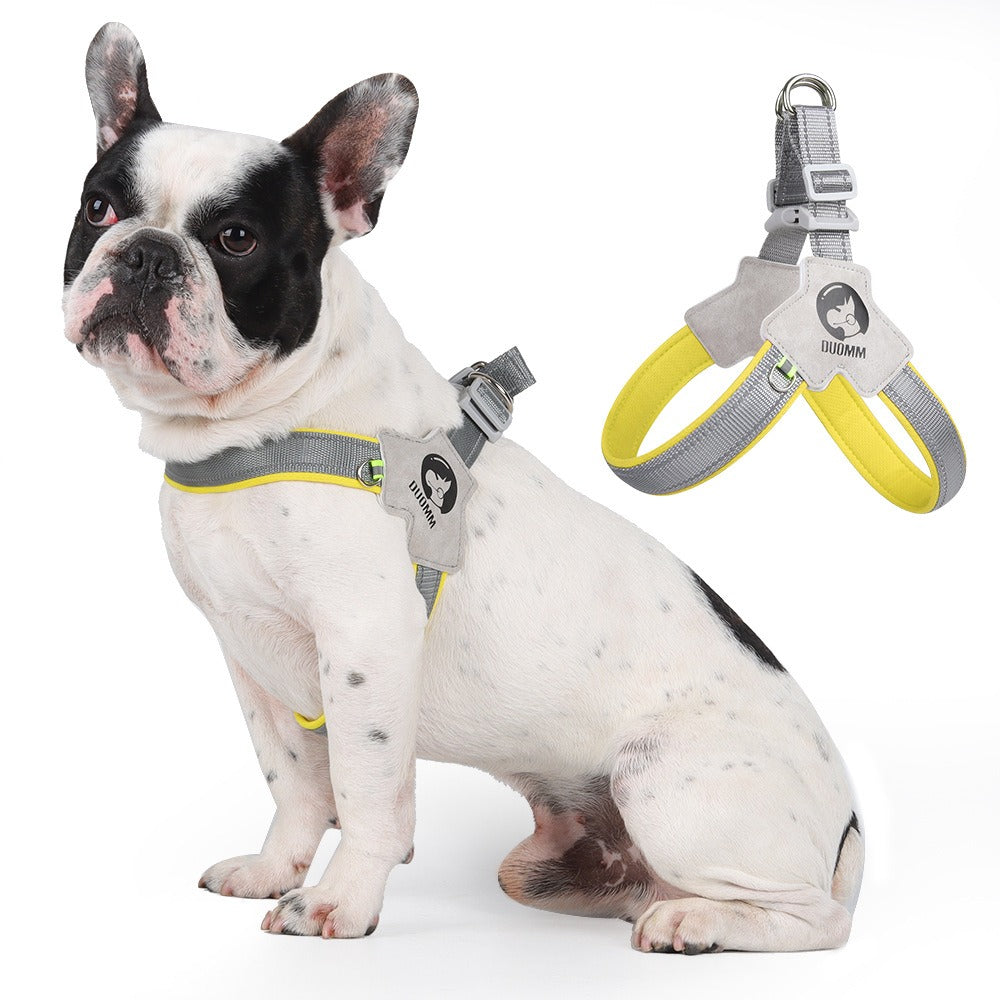 Saddle-Style Dog Chest Harness – Breathable & Reflective, No-Pull Comfort Fit