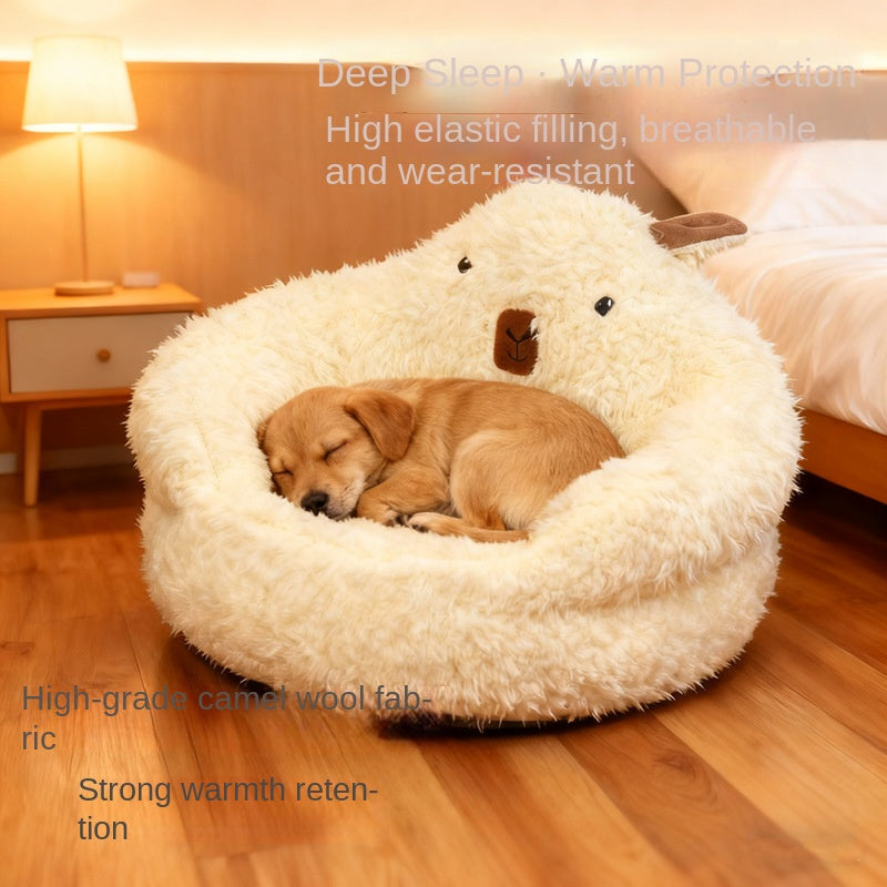 Winter Warm Semi-Enclosed Dog Bed – Washable Pet Pad