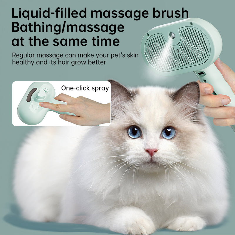 Pet Steam Grooming Brush for Dogs and Cats– With Built-In Humidifier