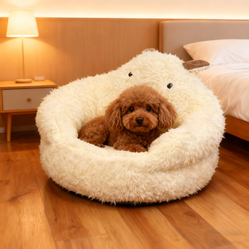 Winter Warm Semi-Enclosed Dog Bed – Washable Pet Pad