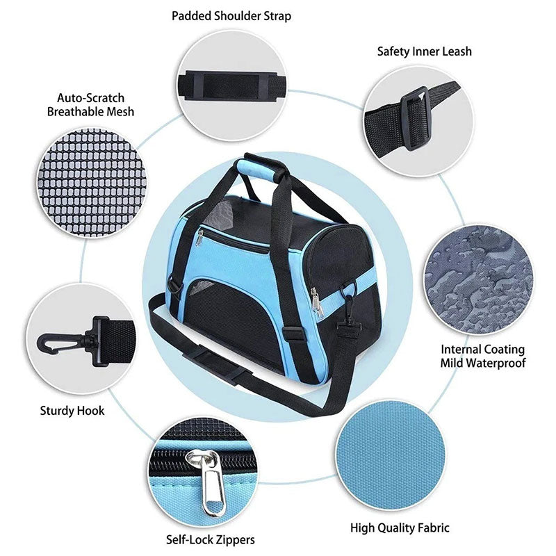 Foldable & Expandable Pet Carrier Bag – Breathable Travel Bag for Small Pets