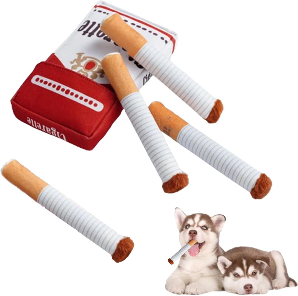 Funny Dog Cigarette Plush Toy with Box – Squeaky Bite-Resistant Chew Toy for Dogs