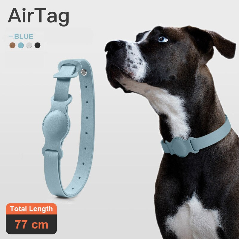 Leather AirTag Pet Collar – Adjustable Dog & Cat Collar with Built-in AirTag Case (Anti-Lost Design)