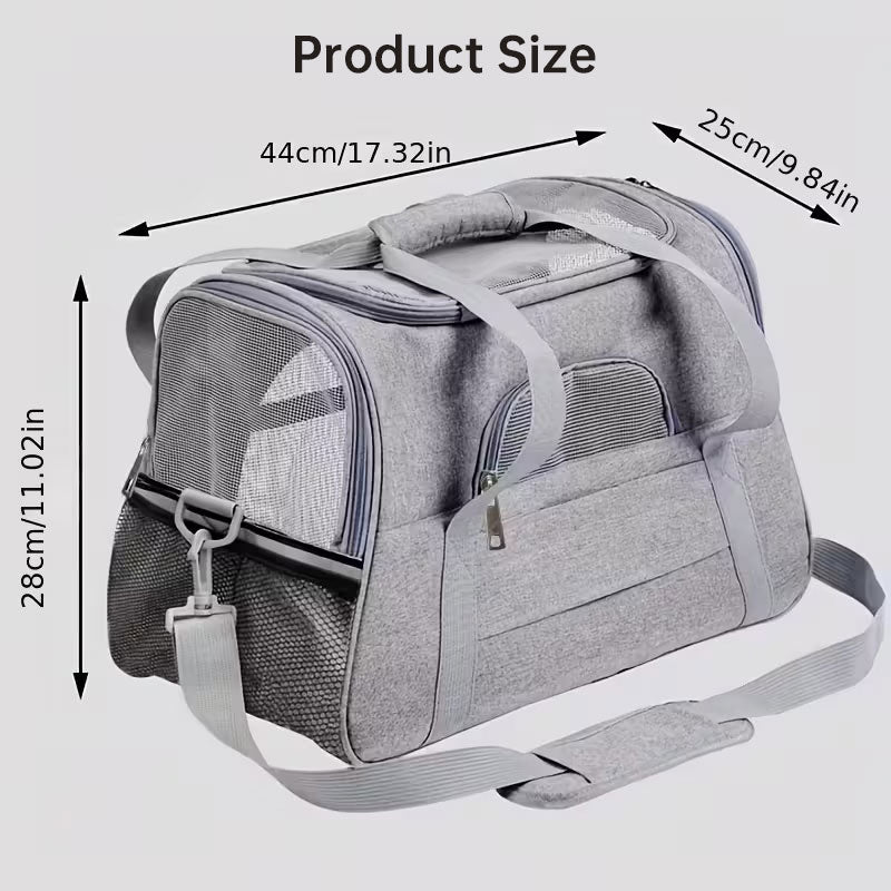 Foldable & Expandable Pet Carrier Bag – Breathable Travel Bag for Small Pets