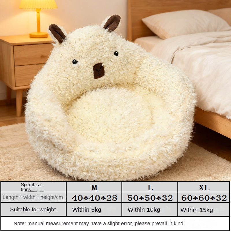 Winter Warm Semi-Enclosed Dog Bed – Washable Pet Pad