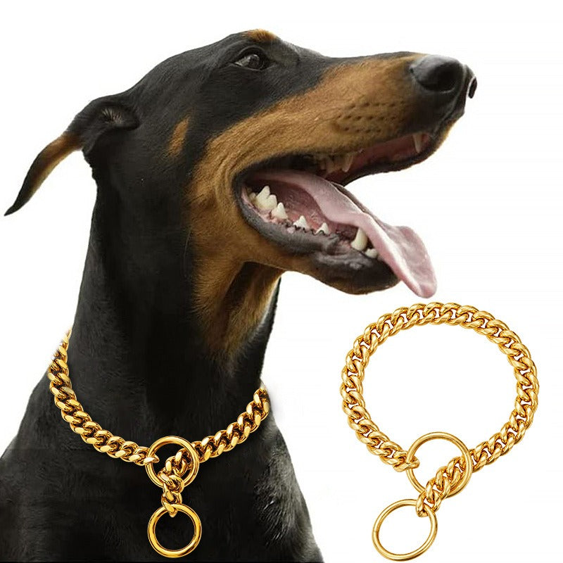 Gold Stainless Steel Dog Chain Collar – 10mm Chain Necklace