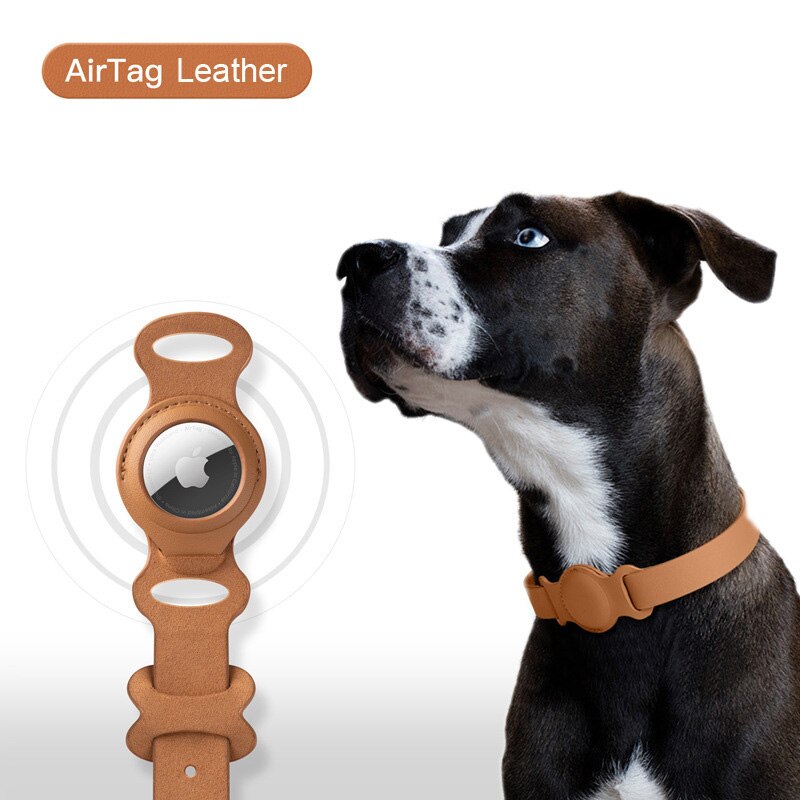 Leather AirTag Pet Collar – Adjustable Dog & Cat Collar with Built-in AirTag Case (Anti-Lost Design)