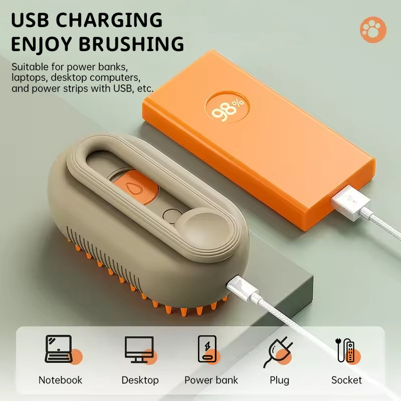 Pet Grooming Comb with Spray Mist – Gentle Massage & Fur Cleaning Tool