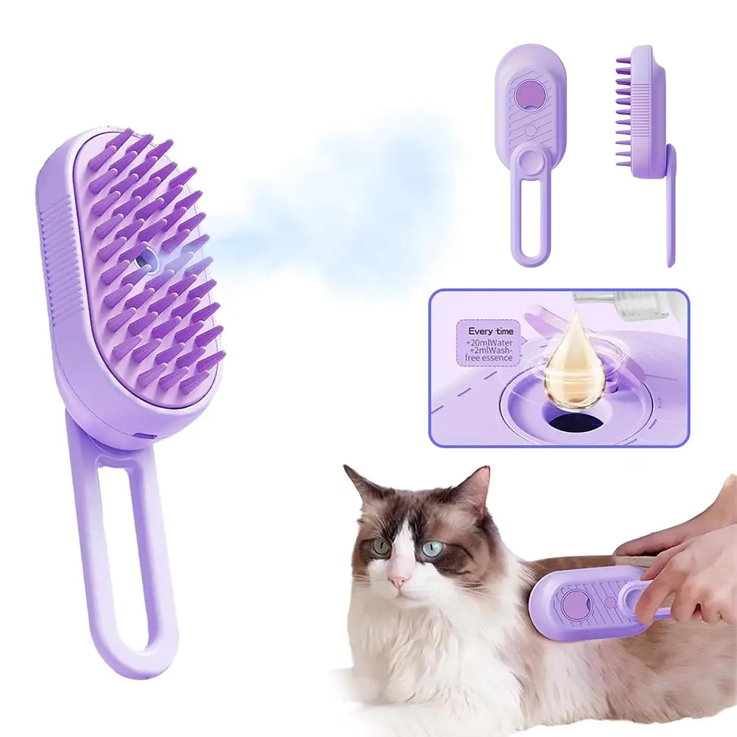 Steam Spray Grooming Brush – One-Touch Pet Comb for Dogs & Cats