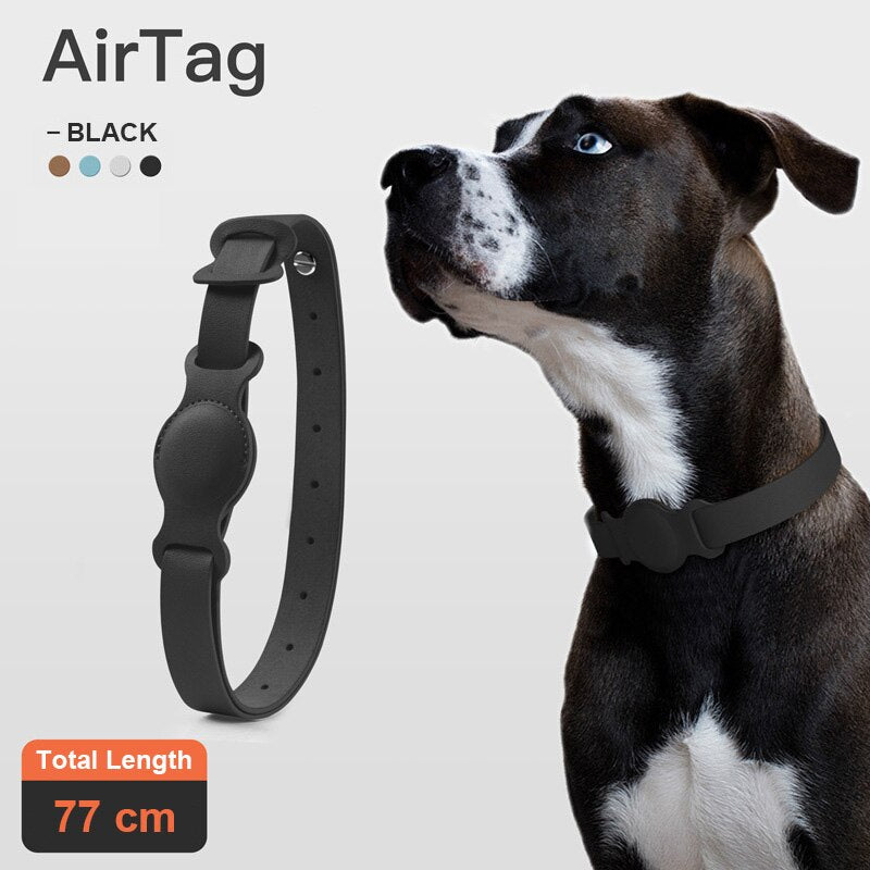 Leather AirTag Pet Collar – Adjustable Dog & Cat Collar with Built-in AirTag Case (Anti-Lost Design)