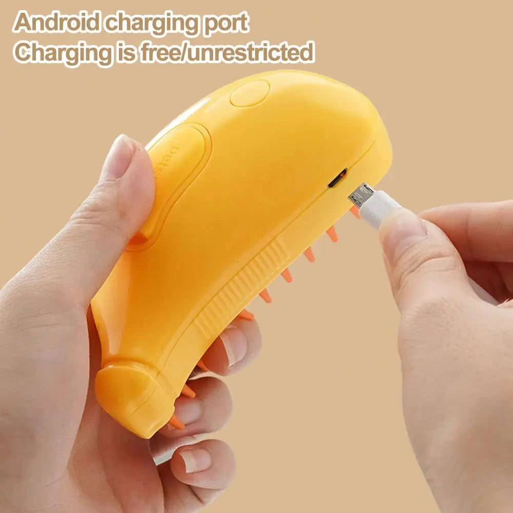 Steam Grooming Brush for Pets – Banana-Shaped Hair Removal Brush for Dogs & Cats