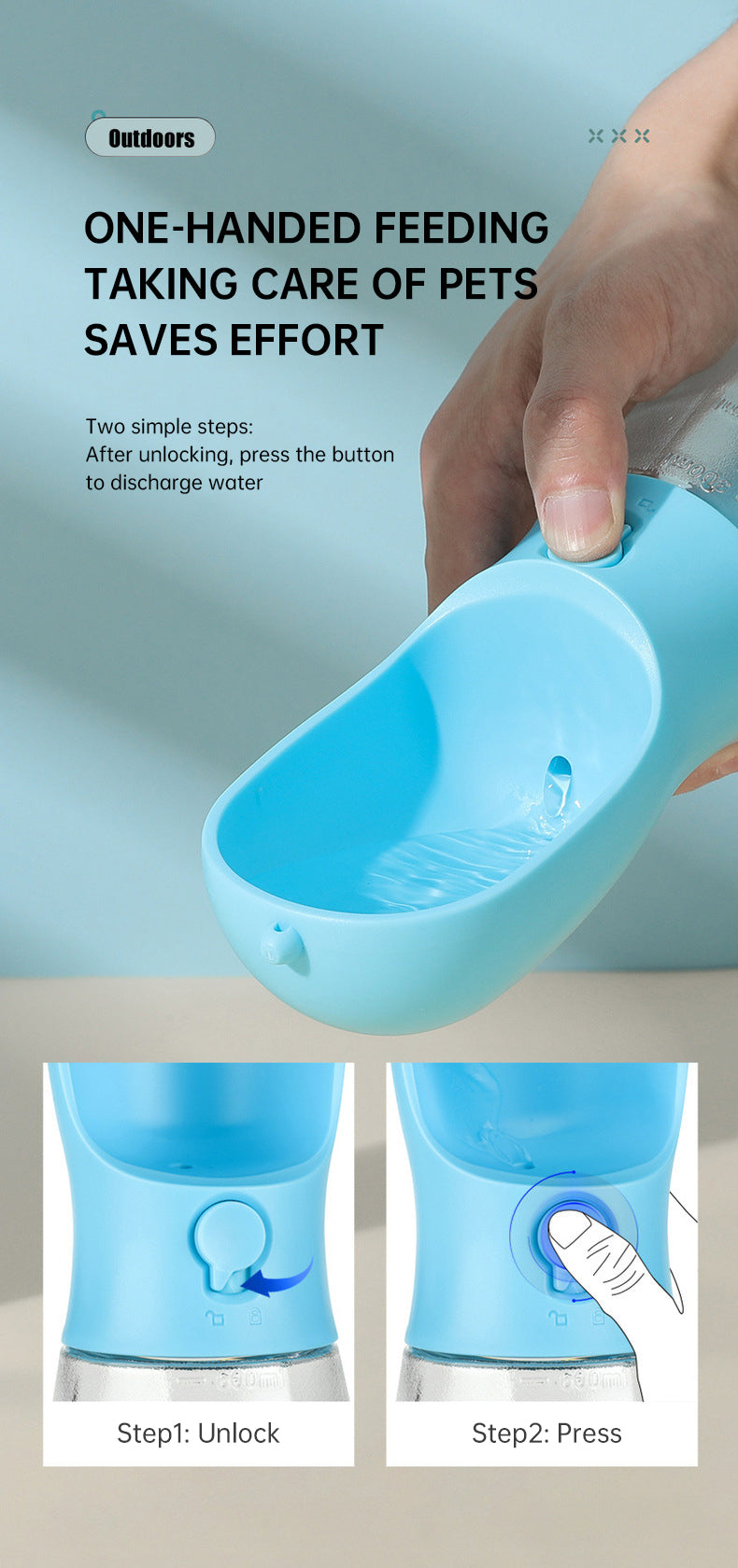 3-in-1 Dog Water Bottle – Food Container & Poop Bag Holder