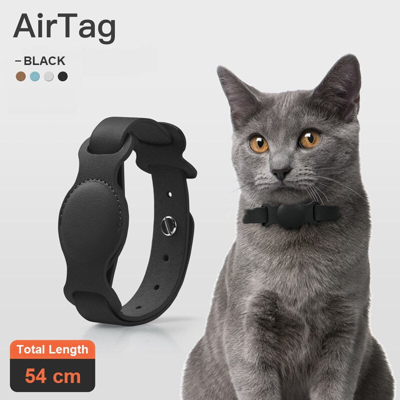 Leather AirTag Pet Collar – Adjustable Dog & Cat Collar with Built-in AirTag Case (Anti-Lost Design)