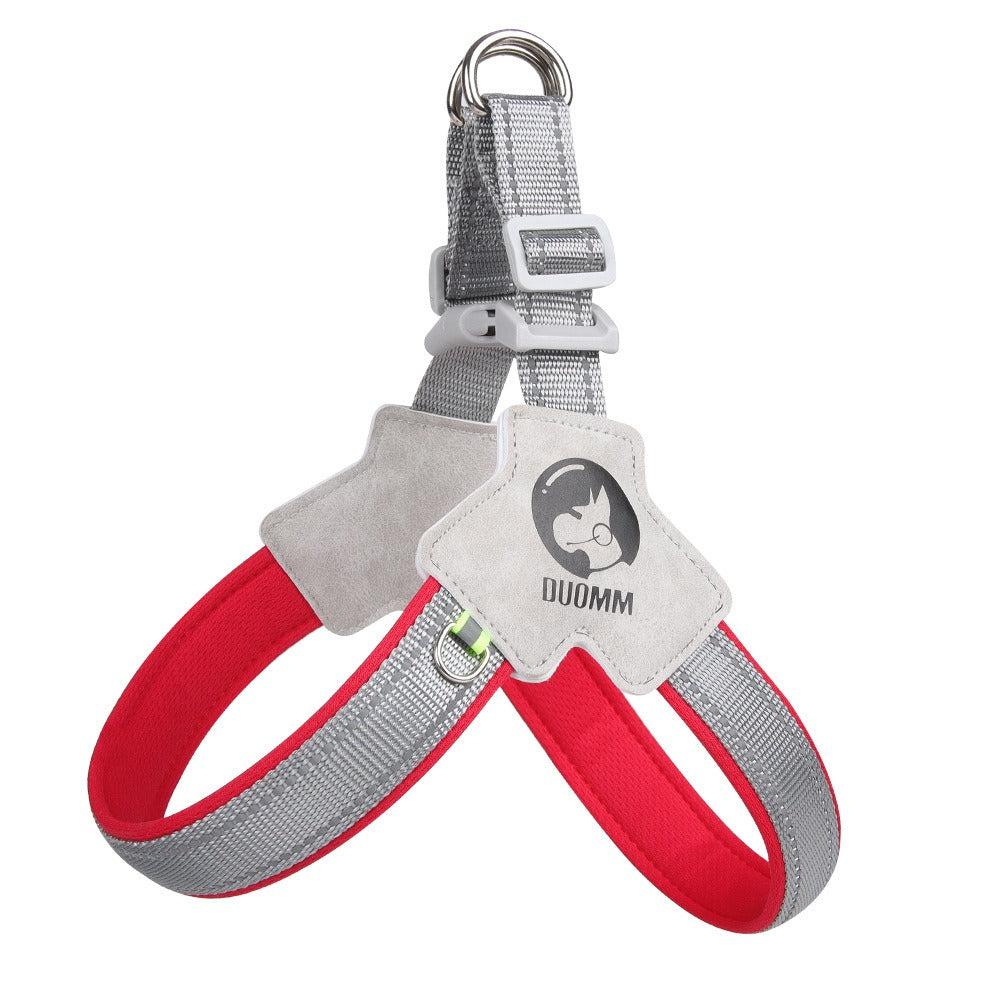 Saddle-Style Dog Chest Harness – Breathable & Reflective, No-Pull Comfort Fit