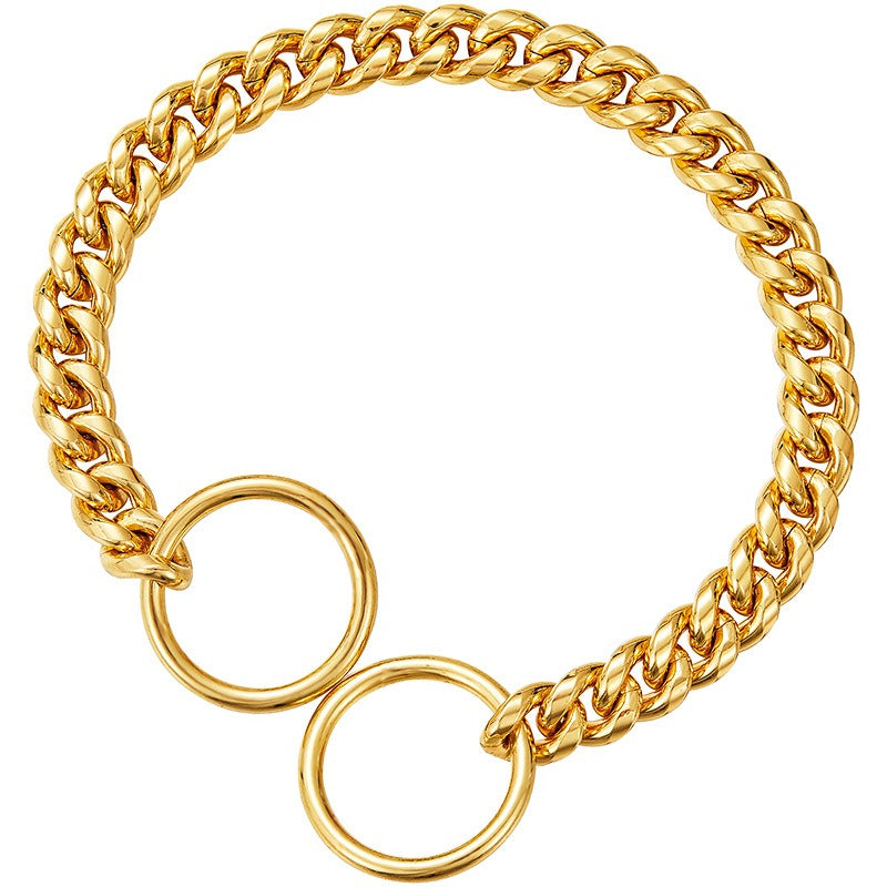 Gold Stainless Steel Dog Chain Collar – 10mm Chain Necklace