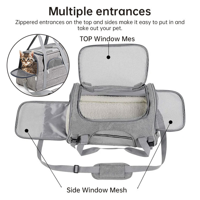 Foldable & Expandable Pet Carrier Bag – Breathable Travel Bag for Small Pets