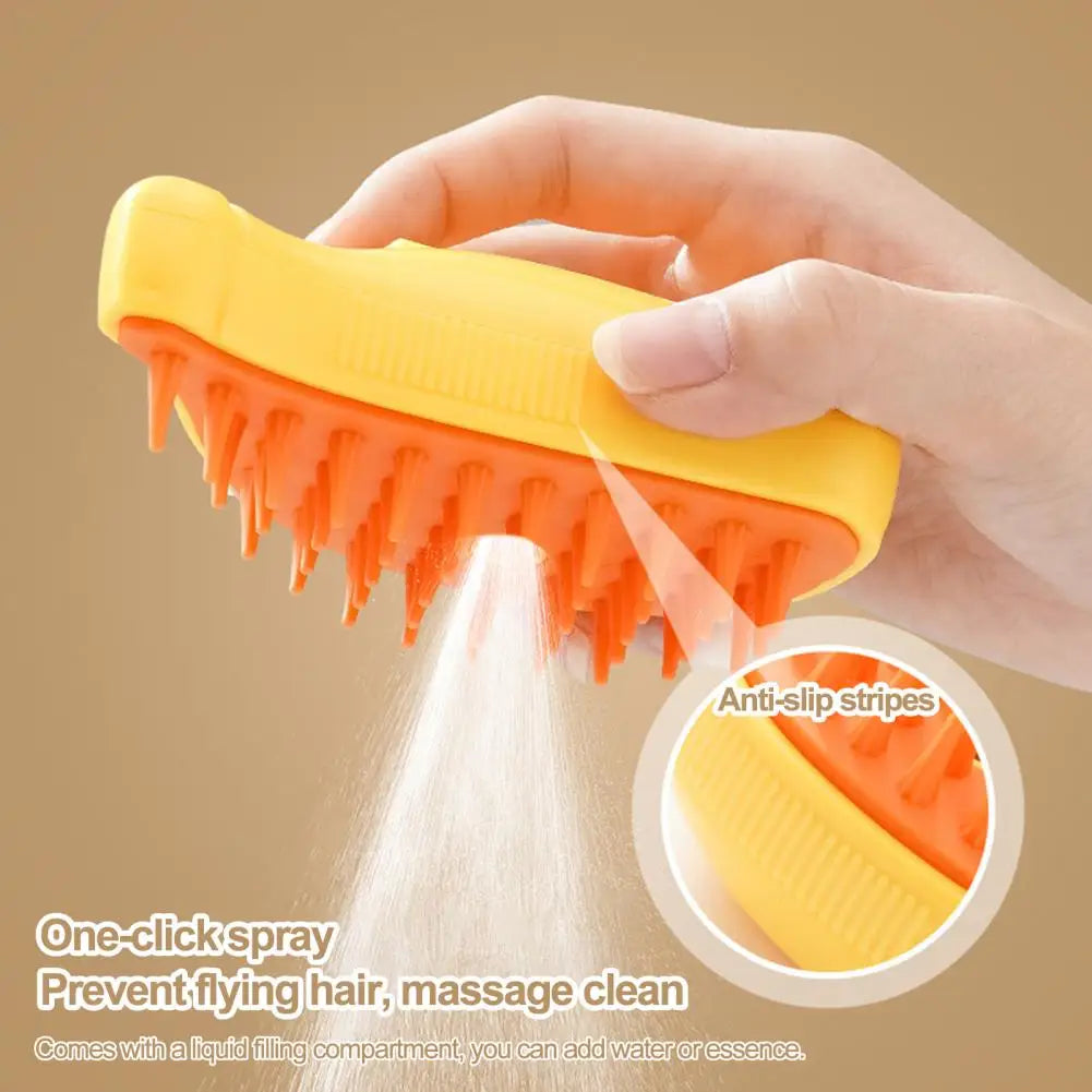 Steam Grooming Brush for Pets – Banana-Shaped Hair Removal Brush for Dogs & Cats