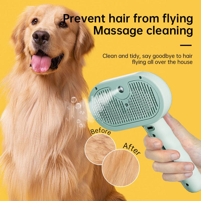 Pet Steam Grooming Brush for Dogs and Cats– With Built-In Humidifier