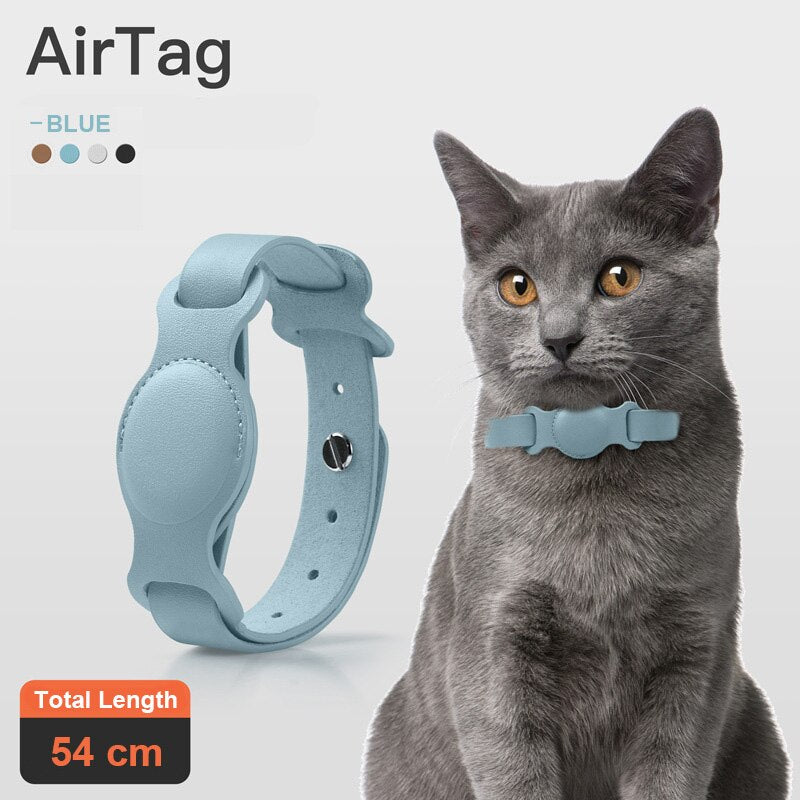 Leather AirTag Pet Collar – Adjustable Dog & Cat Collar with Built-in AirTag Case (Anti-Lost Design)